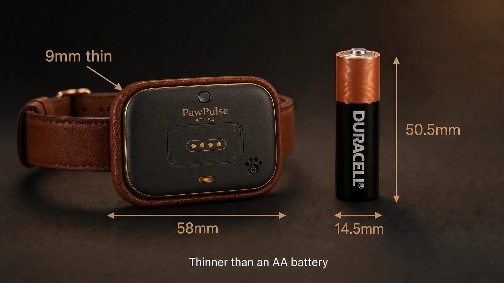 Faro smart collar size comparison with measurement callouts
