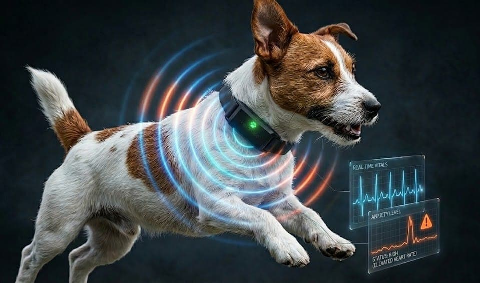 PawPulse app showing real-time anxiety level detection and monitoring for dogs