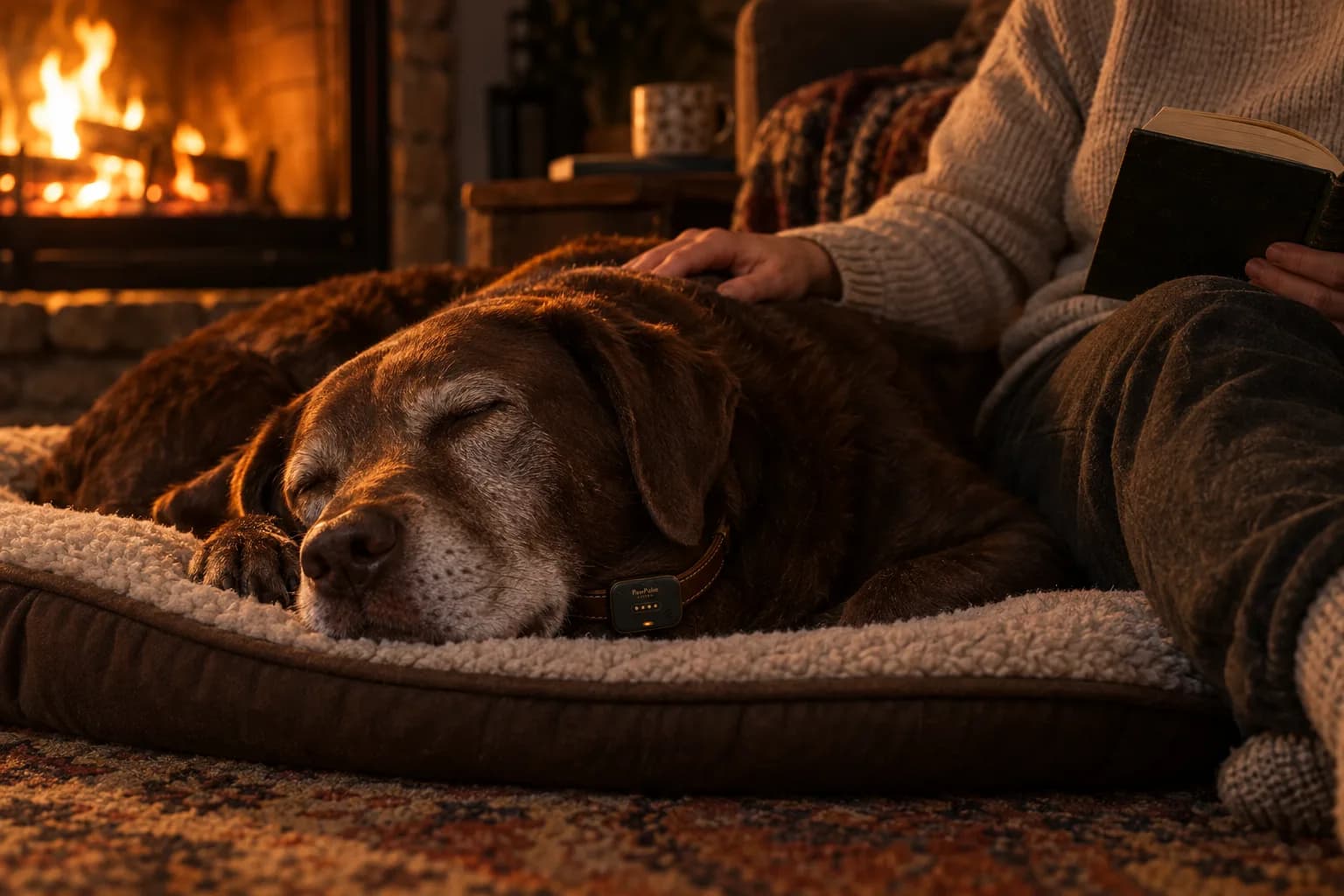 Night monitoring: senior-dog companionship with Lucero on the collar